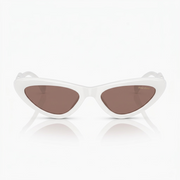 Miu Miu Women MU B11SU Cat-Eye Glossy Opal White / Mauve Sunglasses