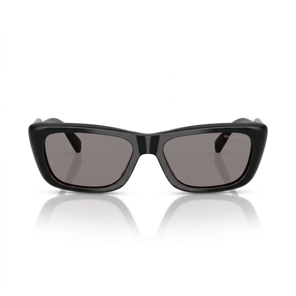 Miu Miu MU B12S Women Rectangular Black / Dark Grey Sunglasses
