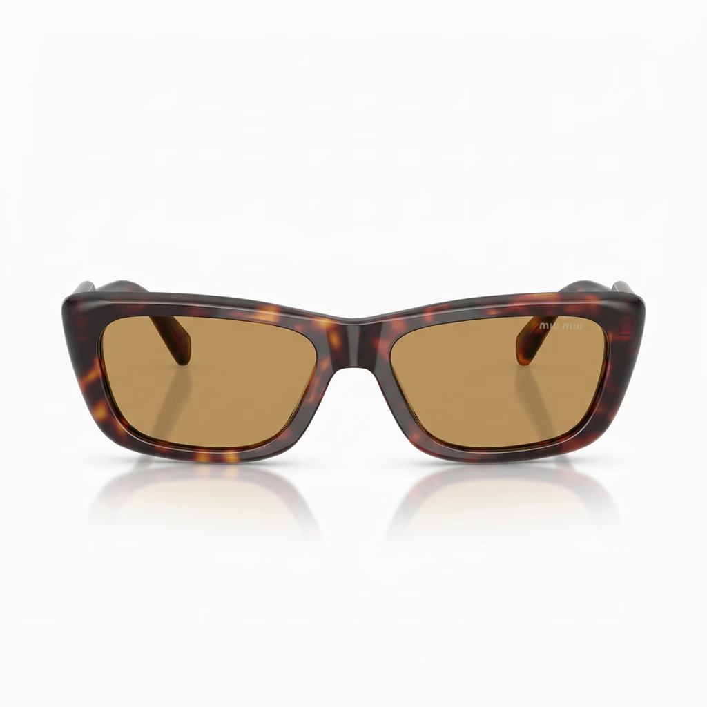 Miu Miu MU B12S Women Rectangular Tortoise / Brown Sunglasses