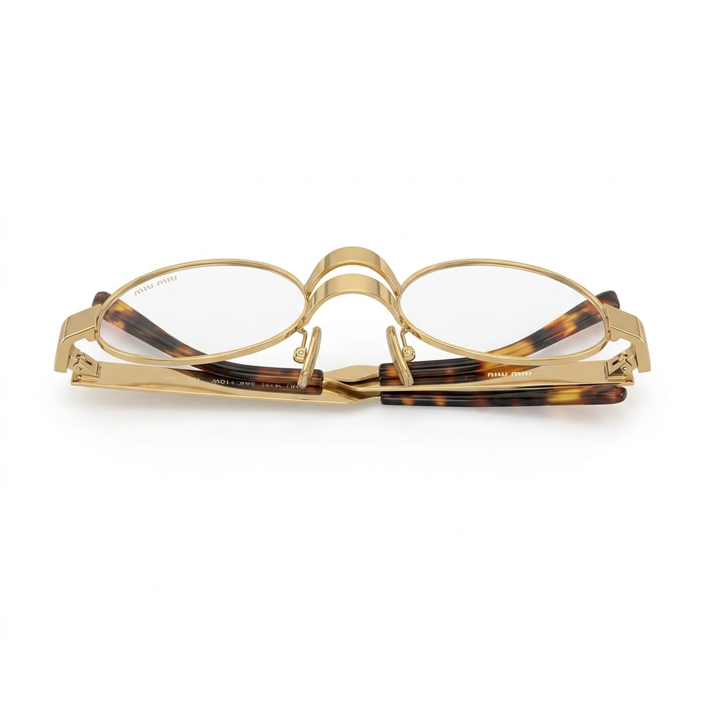 Miu Miu Envie Women MU B51S Oval Gold / Transparent Blue-Light Filter  Eyewear