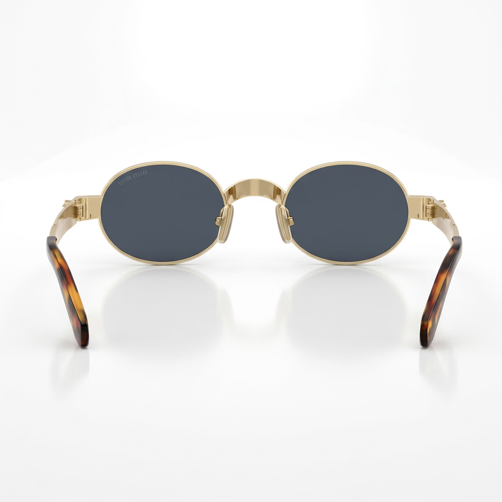 Miu Miu Envie Women MU B51S Oval Antiqued Gold / Grey Sunglasses