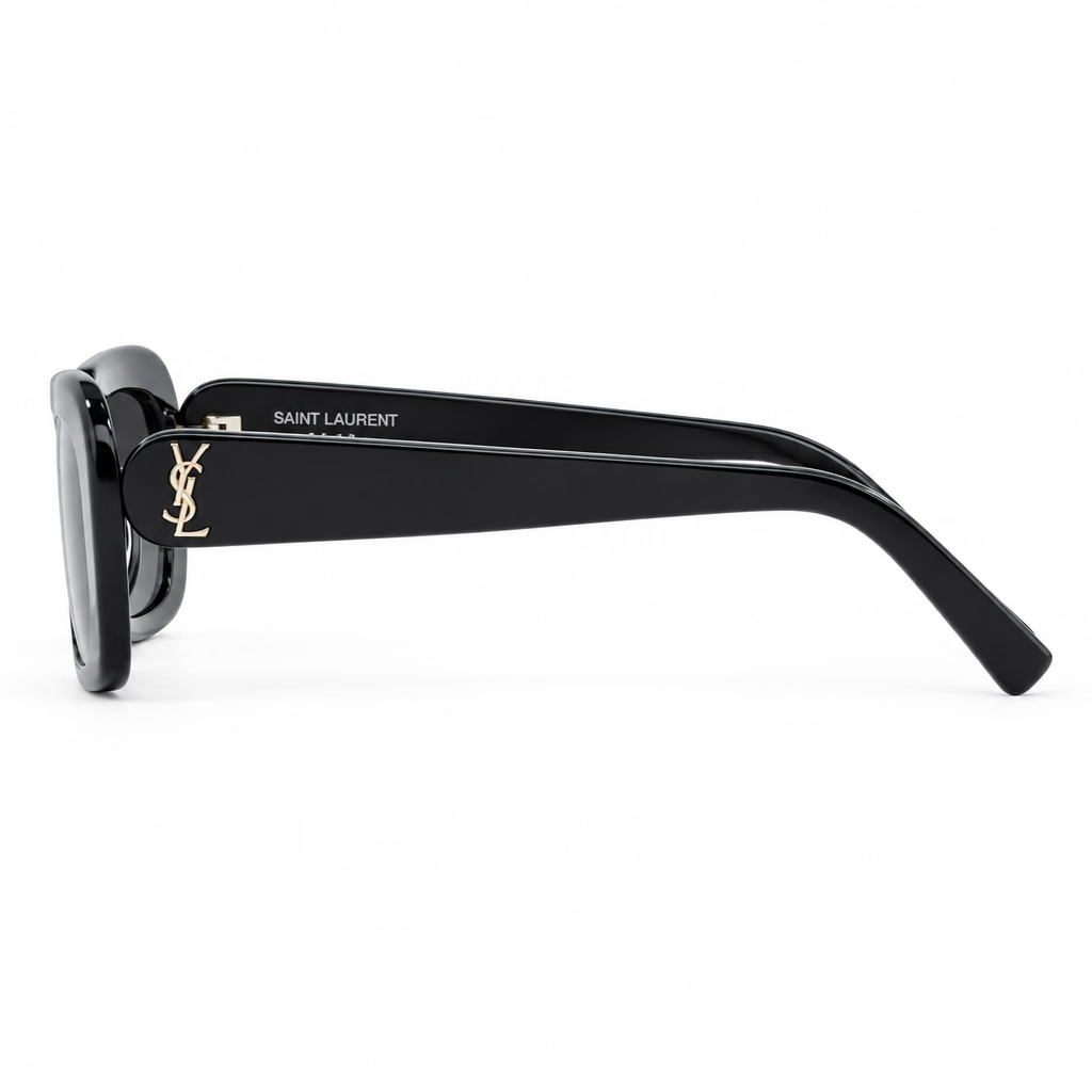 Saint Laurent SL M130 Women Pillowed Rectangular Black Sunglasses