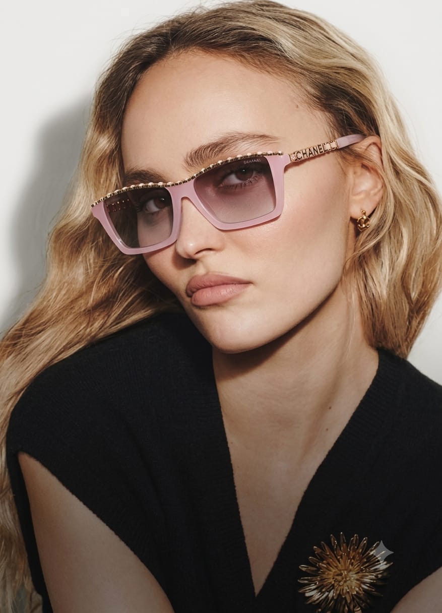 Chanel Women Rectangular Pink Sunglasses