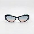 Chanel Women Angular Cat Eye Black & Green Sunglasses