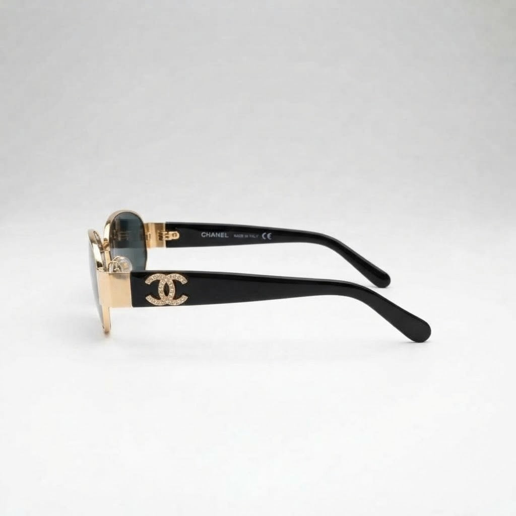 Chanel Women Oval Frame Black Sunglasses