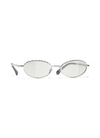 Chanel Women Oval Silver / Light Gray Sunglasses