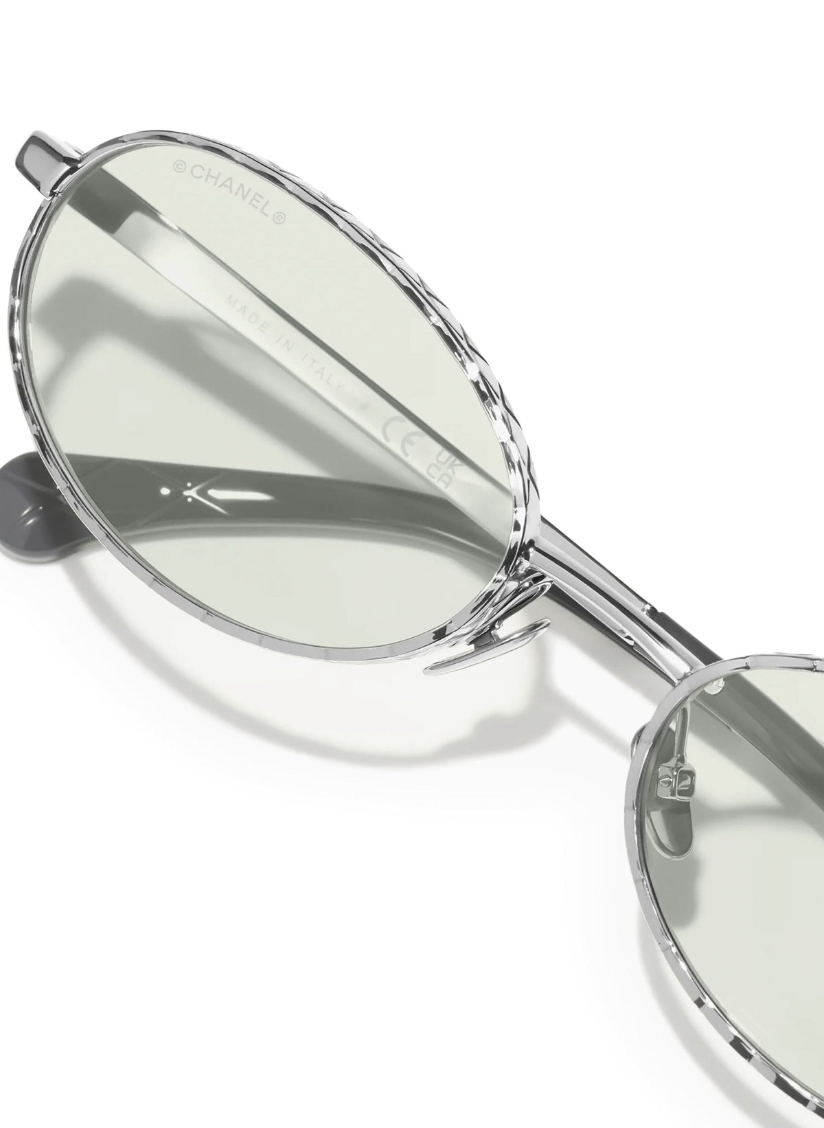 Chanel Women Oval Silver / Light Gray Sunglasses