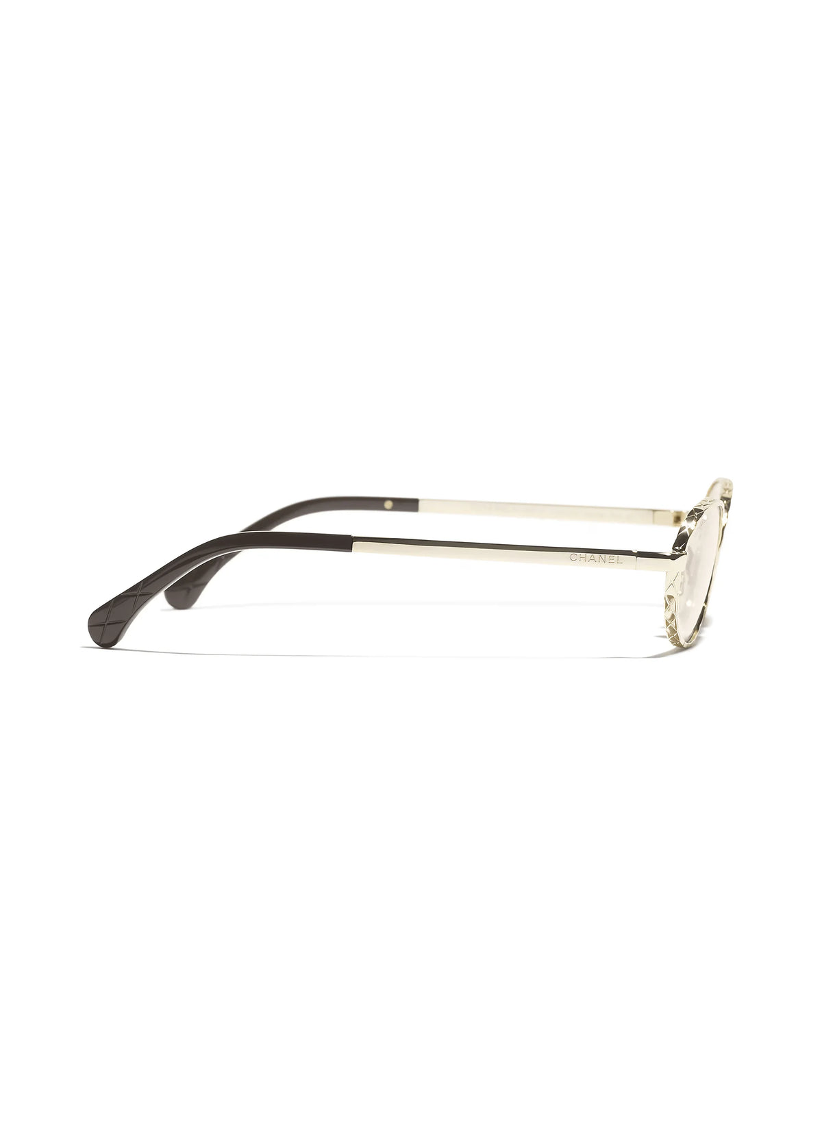 Chanel Women Oval Gold / Light Brown Sunglasses