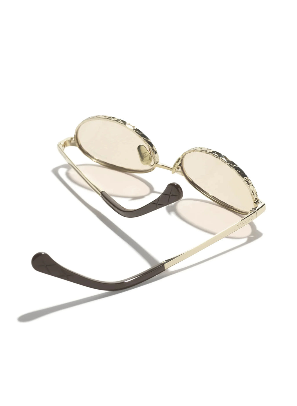Chanel Women Oval Gold / Light Brown Sunglasses