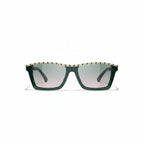 Chanel Women Rectangular Green Sunglasses