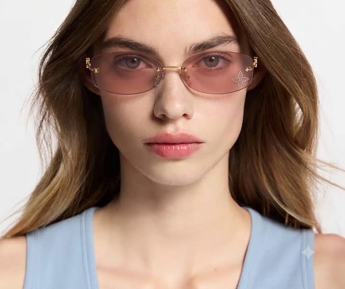 Louis Vuitton Women Crystal Oval Pink/Gold Tone Sunglasses
