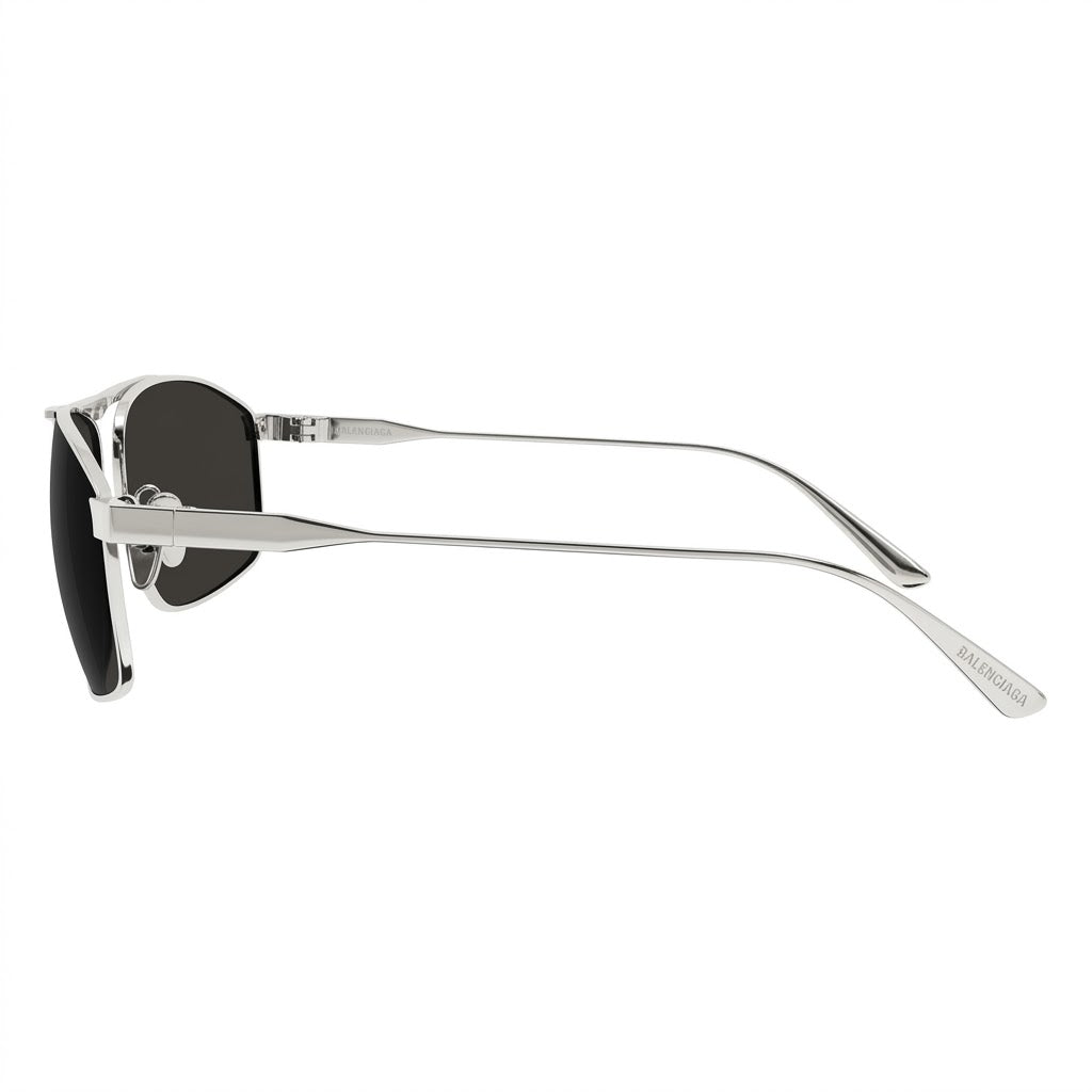 Balenciaga Men BB0416S 002 Silver Glitter / Grey Geometric Metal Sunglasses