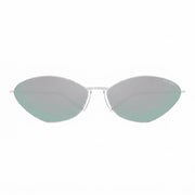 Balenciaga Unisex Extreme BB0350S 004 Cat-Eye  Silver-Green Mirrored Sunglasses 