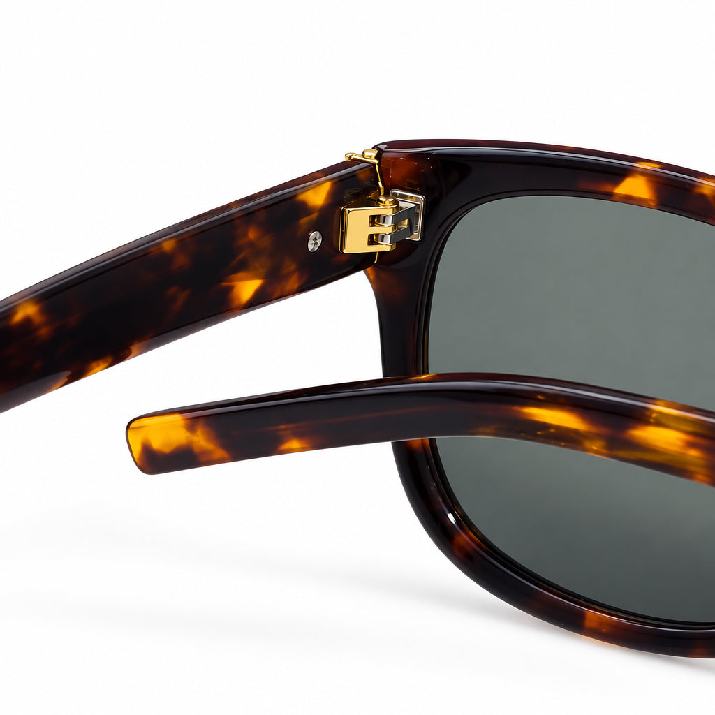 Saint Laurent Women SL M40 Gold YSL Monogram Hinge Havana Sunglasses