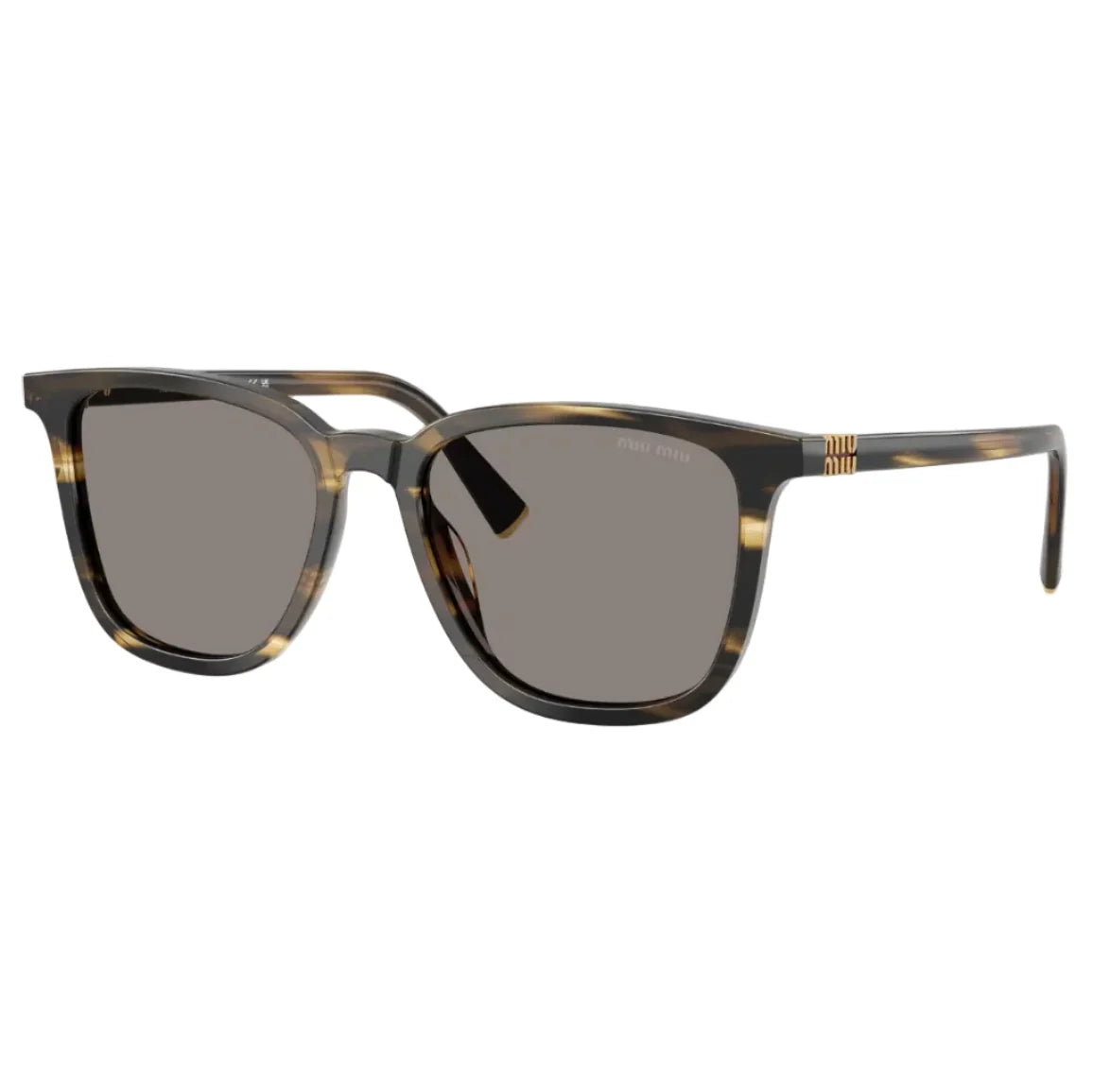 Miu Miu Women Square Striped Loden Tortoise / Dark Grey Sunglasses