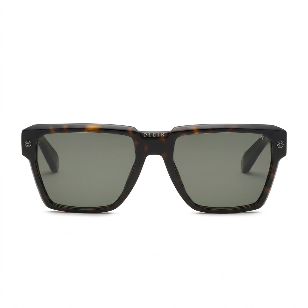 Philipp Plein Men Plein Stud Dark Havana Tortoise Square Sunglasses