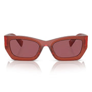 Miu Miu MU 09WS Women Rectangle Cognac Opal / Dark Violet Sunglasses