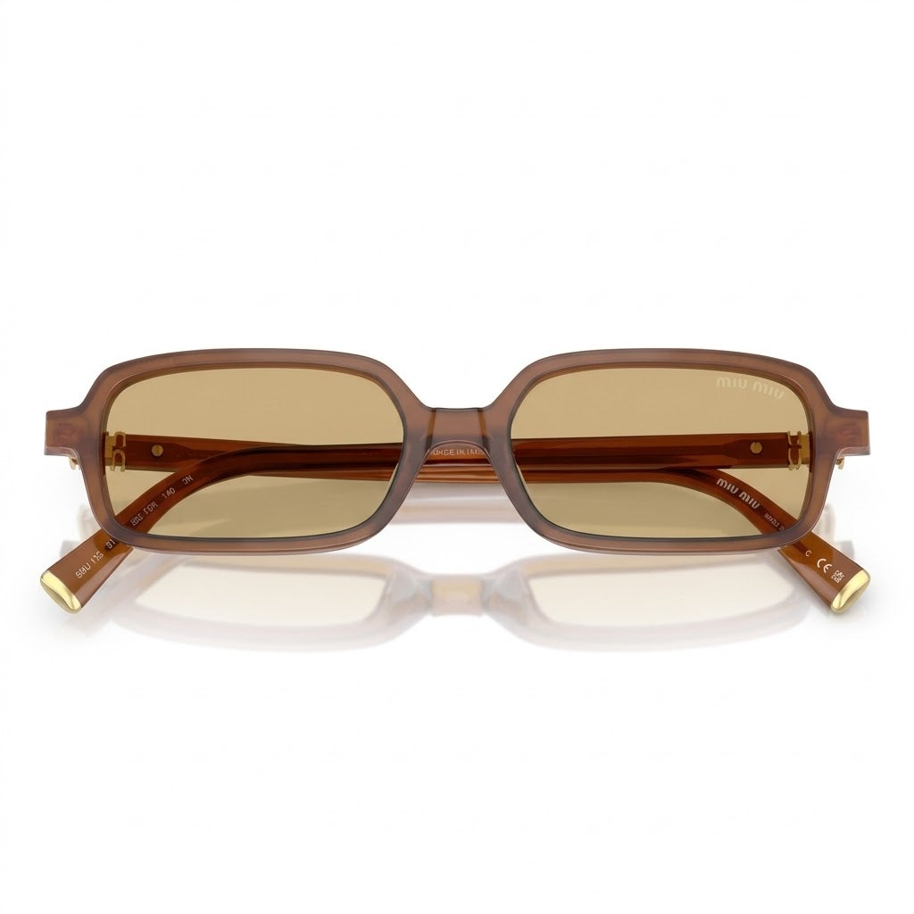 Miu Miu Regard MU 11ZS Women Rectangular Opaline Amber / Yellow Sunglasses