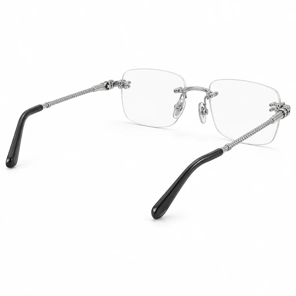 FRED FG50002F Luxury Unisex Rimless Silver & Cable Optical Frame