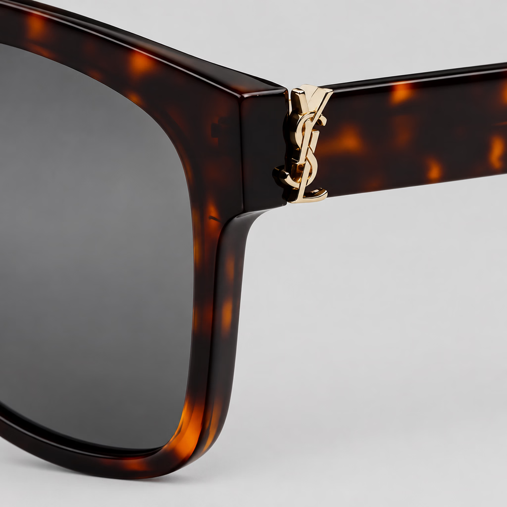 Saint Laurent Women SL M40 Gold YSL Monogram Hinge Havana Sunglasses