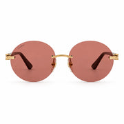 Cartier Elongated C de Motif Women Round Rimless Red Sunglasses