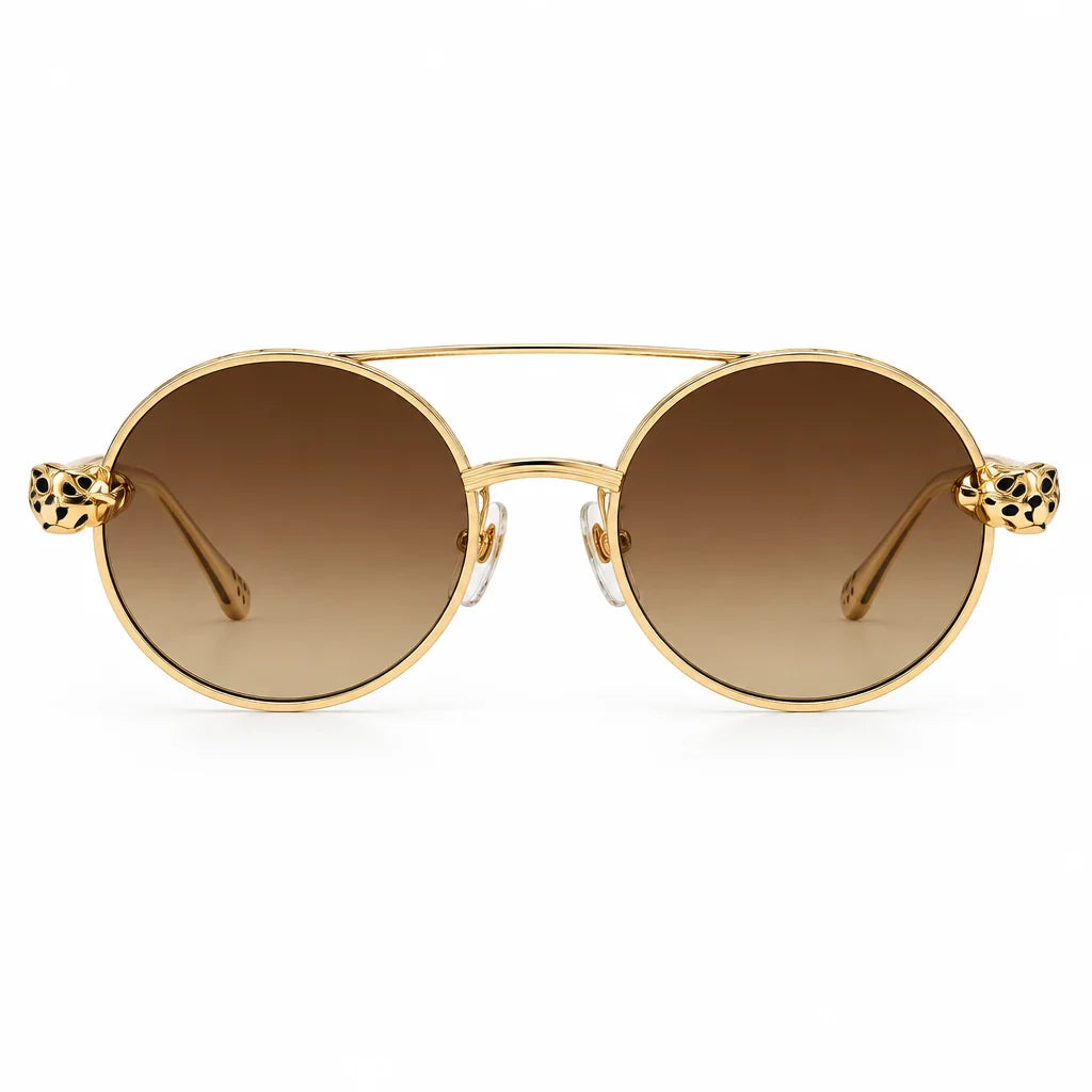 Cartier Panthère de C Women Round Brown Gradient Sunglasses