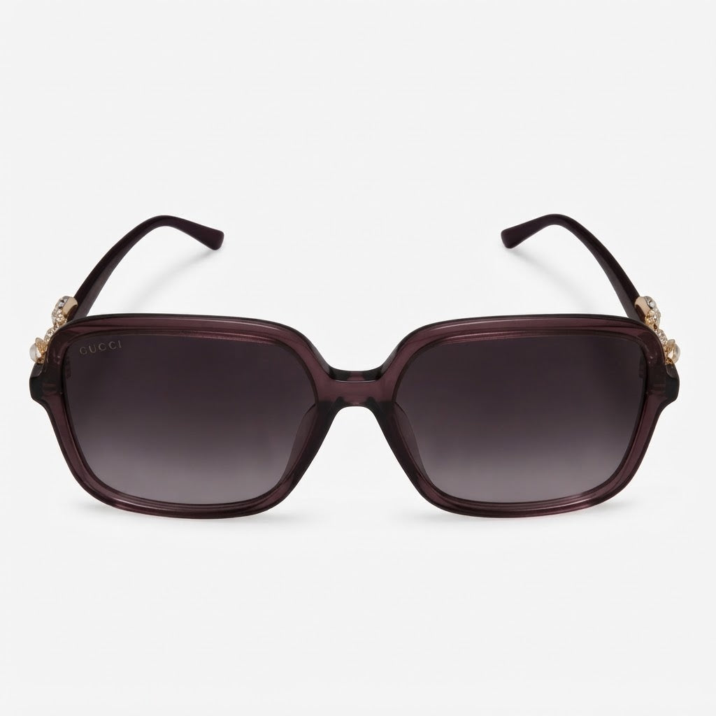 Gucci Women Low Nose Bridge Fit Butterfly Brown Sunglasses