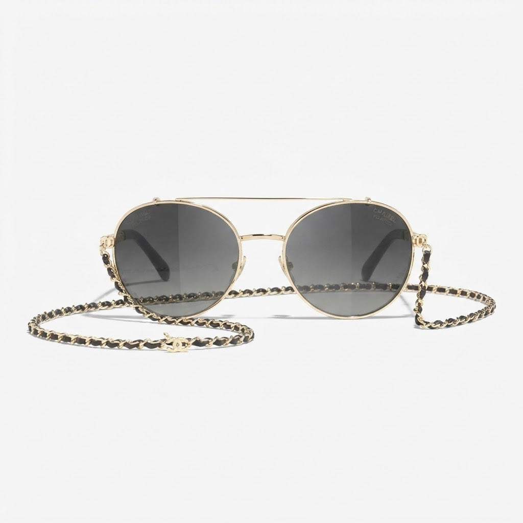 Chanel Women Pilot Calfskin Grey Sunglasses