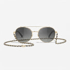 Chanel Women Pilot Calfskin Grey Sunglasses