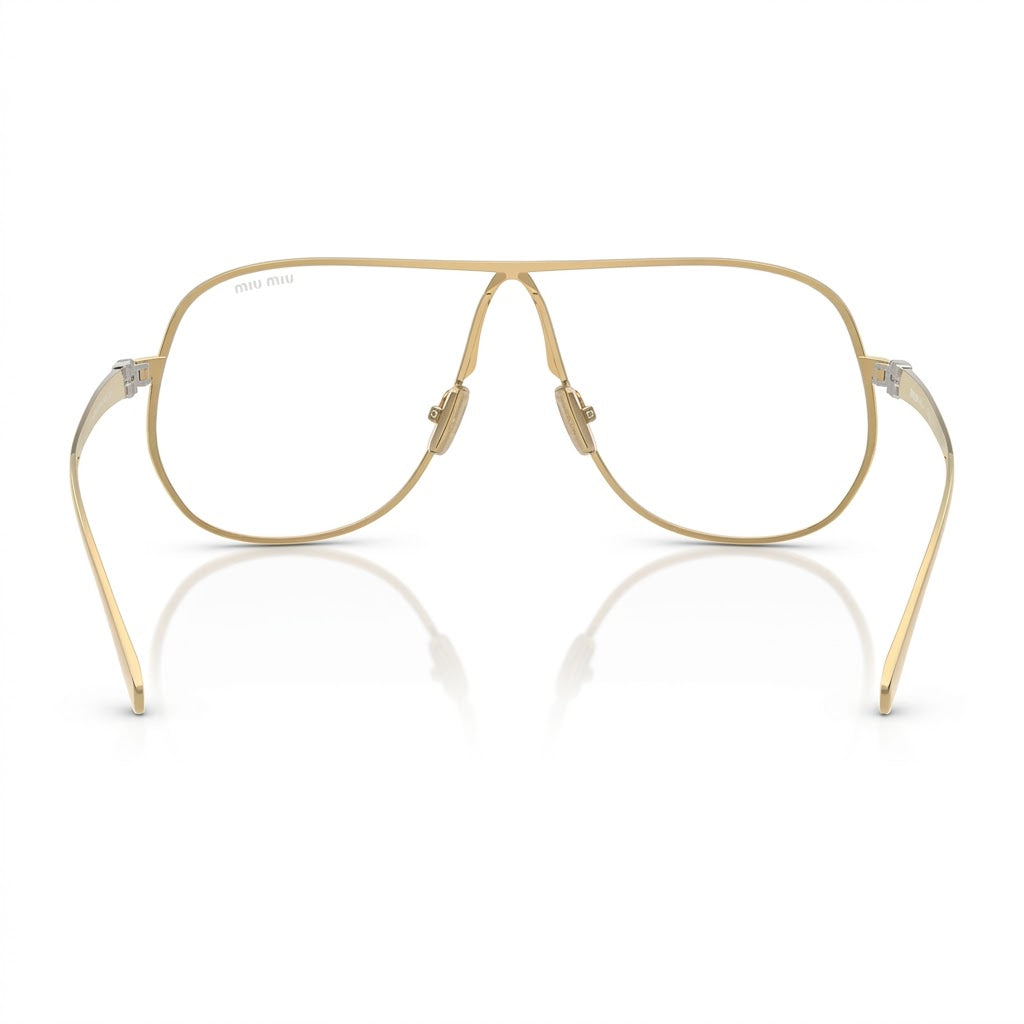 Miu Miu Women MU A56S Pilot Gold / Blue-Light Filter Clear Sunglasses