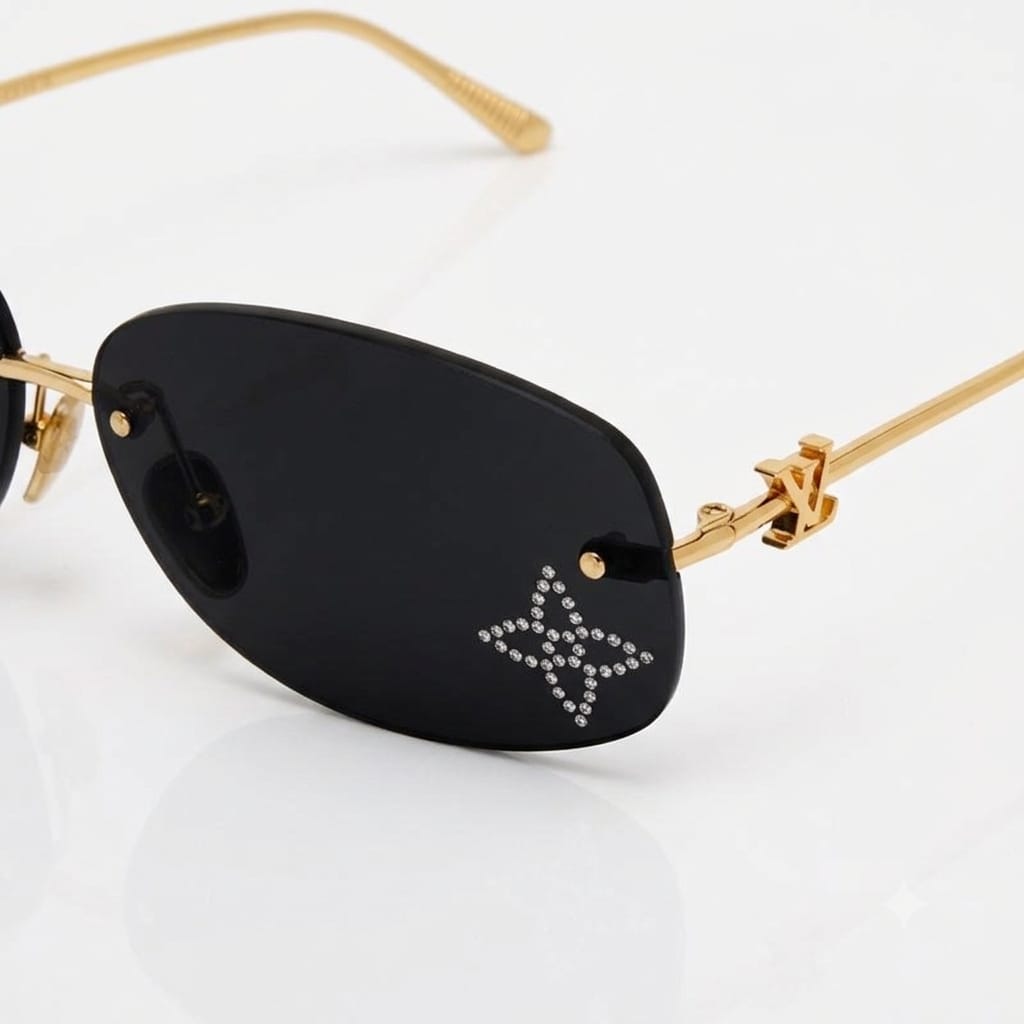 Louis Vuitton Women Crystal Oval Black Sunglasses