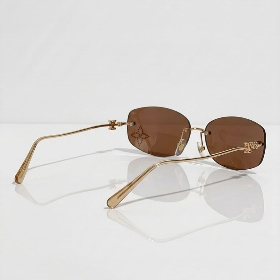 Louis Vuitton Women Crystal Oval Brown Sunglasses