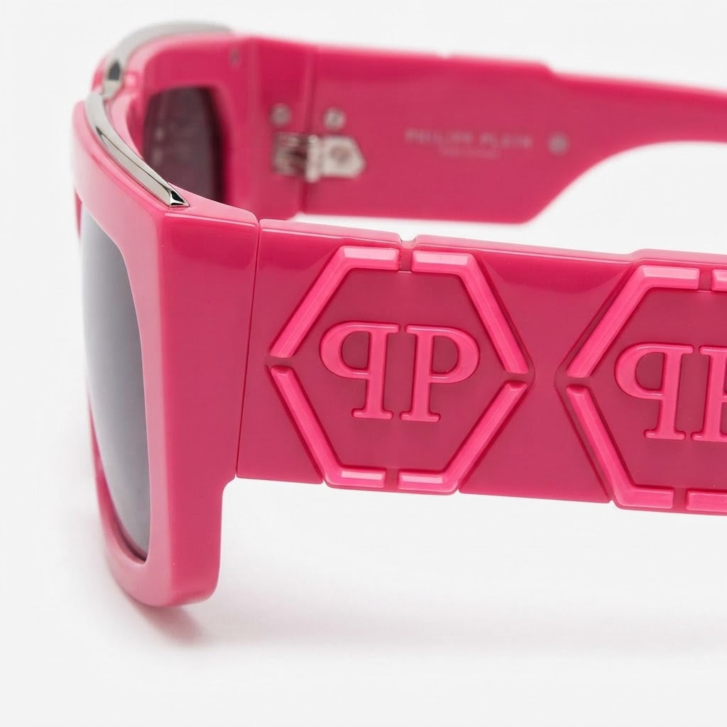 Philipp Plein SPP119M Unisex Pink Square Sunglasses