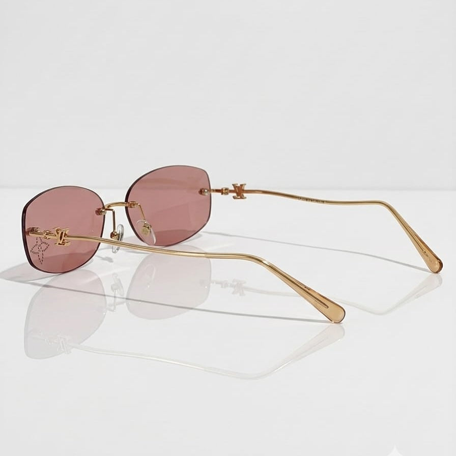 Louis Vuitton Women Crystal Oval Pink/Gold Tone Sunglasses
