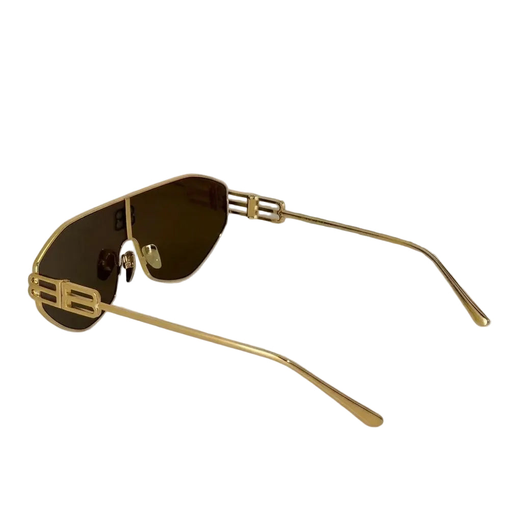 Balenciaga BB0283S Unisex Shield Gold / Brown Sunglasses