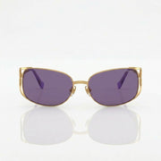Miu Miu Women MU148AV Cut-Out Metal Gold Frame / Purple Tint Sunglasses 