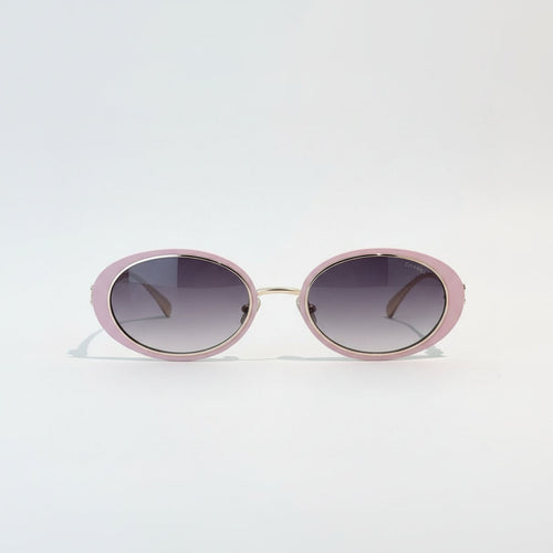  Chanel Women Oval Pink Grey Gradient Sunglasses 