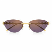 Cartier Clash de C Women Rimless Studded Temple Purple Gradient Sunglasses