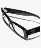 Chanel Unisex Rectangle Black Eyeglasses