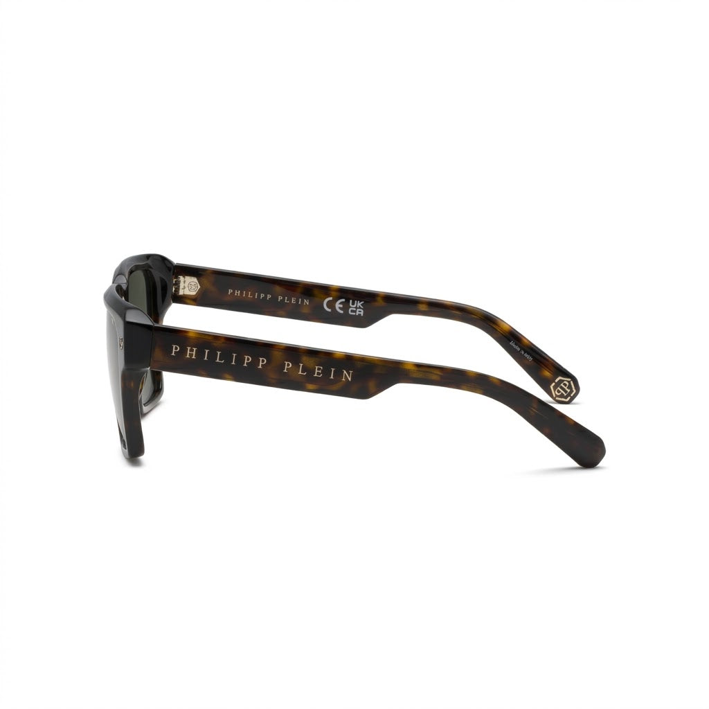 Philipp Plein Men Plein Stud Dark Havana Tortoise Square Sunglasses