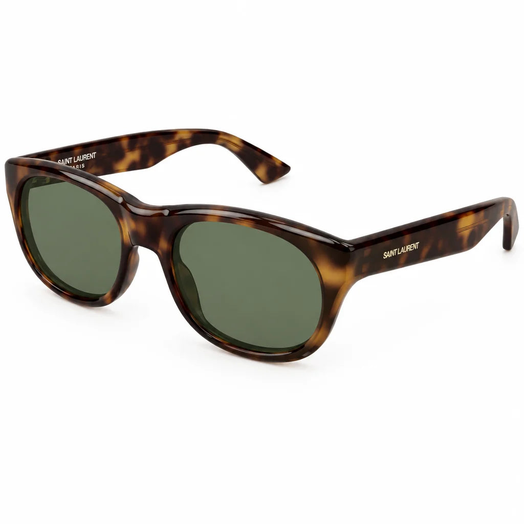Saint Laurent Women SL 815 Romy Squared Oval Tortoiseshell / Green Sunglasses