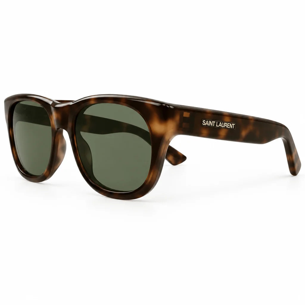 Saint Laurent Women SL 815 Romy Squared Oval Tortoiseshell / Green Sunglasses