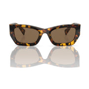 Miu Miu MU 09WS Women Rectangle Honey Havana / Dark Brown Sunglasses