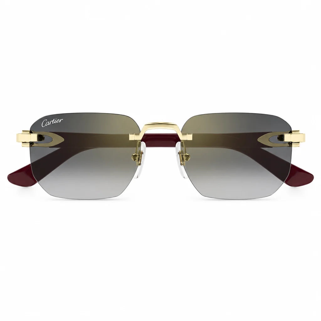 Cartier Elongated C de Motif Men Rimless Gradient Grey Sunglasses