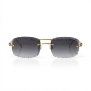 Cartier Panthère de Unisex Rimless Black Gradient Lens Split Diamond Cut Sunglasses
