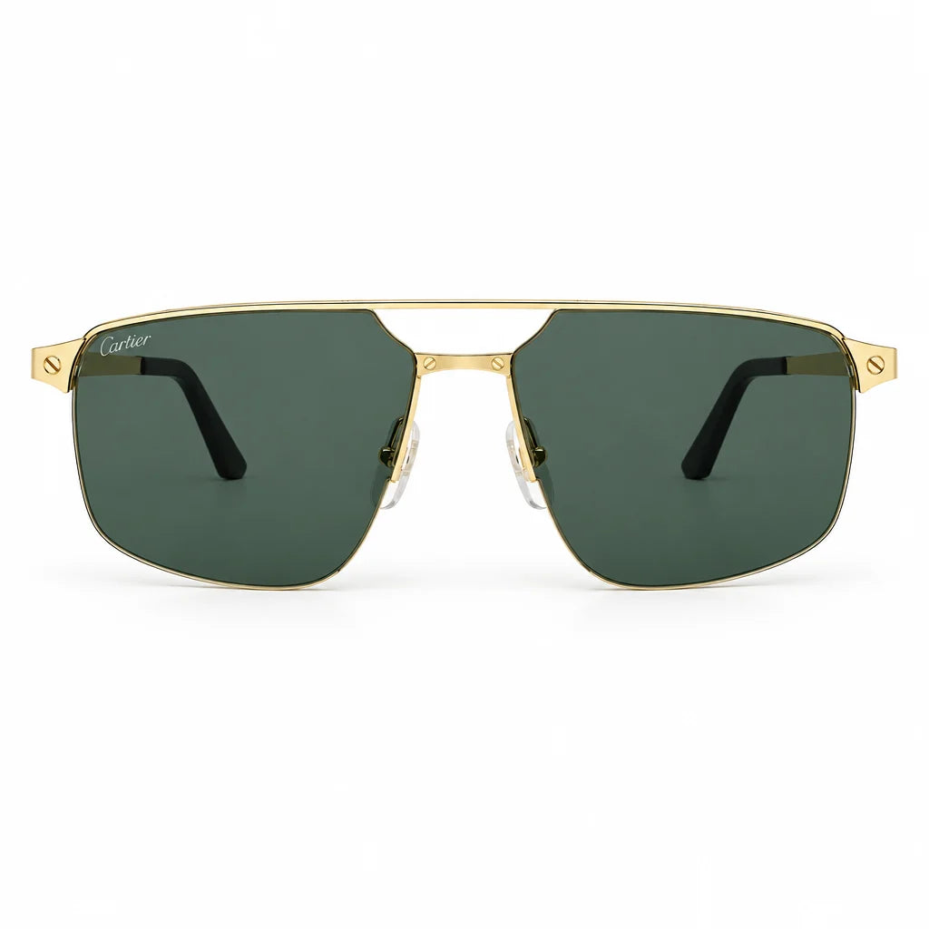 Cartier Santos de Cartier Men Navigator Gold-Green Sunglasses
