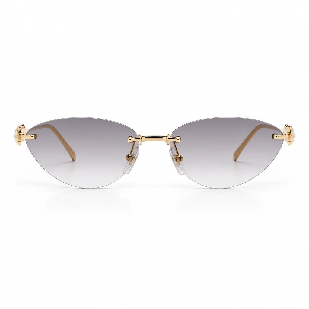 Cartier Clash de C Women Rimless Studded Temple Grey Sunglasses