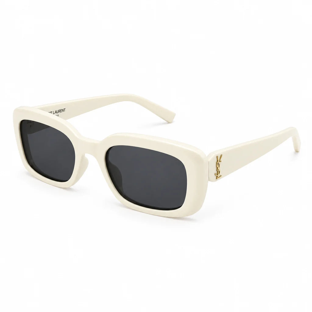 Saint Laurent SL M130 Women Pillowed Rectangular Ivory / White Sunglasses
