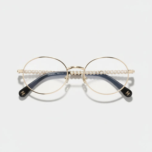  Chanel Oval Metal & Imitation Pearl Optical Frames Glasses CH2228H