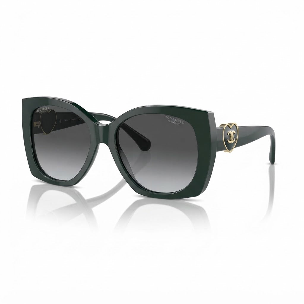 Chanel Women Square Green Sunglasses
